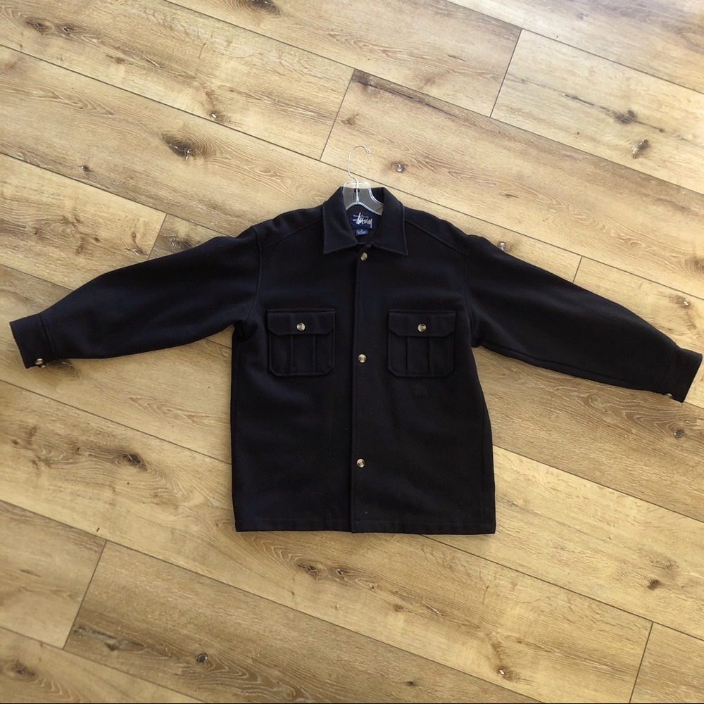 Stussy wool peacoat shirt jacket- small - vintage